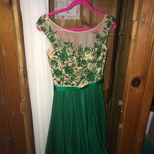 Sherri Hill Green beaded Prom Dress